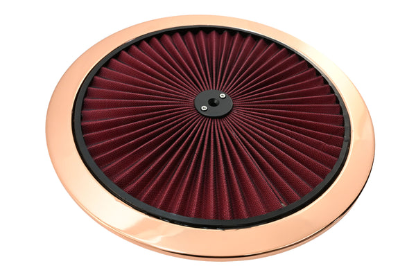 Cotton Universal Top-Flow Round Washable Air Cleaner Top – Red Filter with Copper Ring