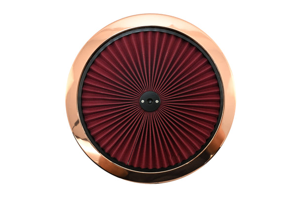 Cotton Universal Top-Flow Round Washable Air Cleaner Top – Red Filter with Copper Ring