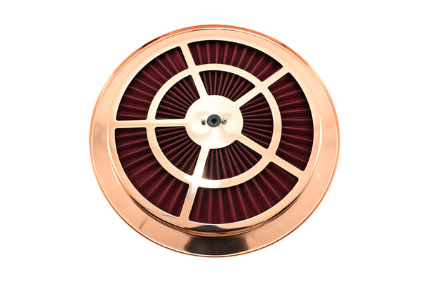 Cotton Universal Top-Flow Round Washable Air Cleaner Top – Red Filter with Copper Ring