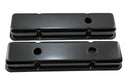 STEEL 1958-86 CHEVY SB 283-305-327-350-400 SHORT VALVE COVERS – 1 Hole / 2 Hole, Baffled-Black