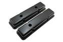 STEEL 1958-86 CHEVY SB 283-305-327-350-400 SHORT VALVE COVERS – 1 Hole / 2 Hole, Baffled-Black
