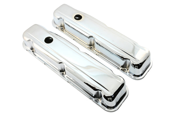 1968-81 BUICK SMALL BLOCK 350 SHORT STEEL VALVE COVERS - CHROME
