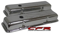 CFR Performance Compatible/Replacement Aluminum Chevy SB 283–350 Short Valve Covers with Flamed - Chrome