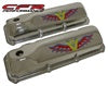 STEEL 1969–82 FORD SB 351C-351M-400M-BOSS 302 VALVE COVERS 3 COLOR V8 LOGO 1 HOLE – CHROME