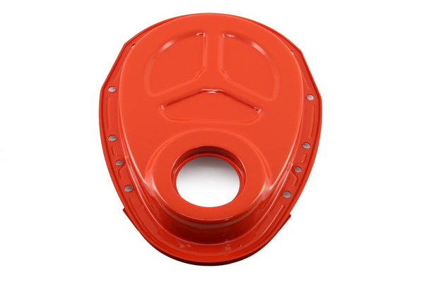 Steel Timing Chain Cover for 1955–1995 Chevy Small Block 283–400 – Orange