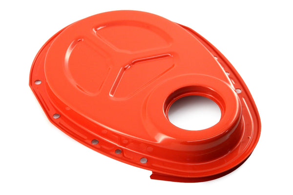 Steel Timing Chain Cover for 1955–1995 Chevy Small Block 283–400 – Orange