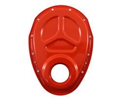 Steel Timing Chain Cover Kit for Roller Cam Fits 1955–1995 Chevy SBC 283–400 – Painted Orange