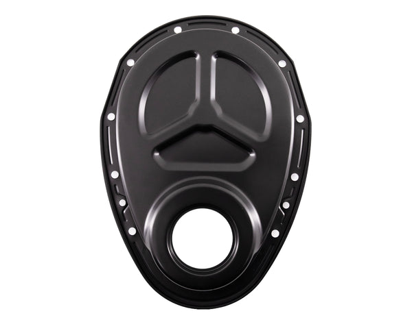 Steel Timing Chain Cover for Roller Cam Fits 1955–1995 Chevy SBC 283–400 – Black