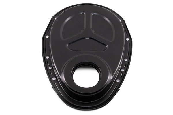 Steel Timing Chain Cover for Roller Cam Fits 1955–1995 Chevy SBC 283–400 – Black