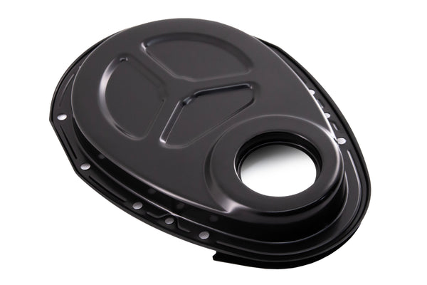 Steel Timing Chain Cover for Roller Cam Fits 1955–1995 Chevy SBC 283–400 – Black