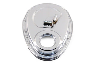 Steel 1955–95 Chevy SB 283–305–327–350–400 Timing Chain Cover with Timing Tab - Chrome