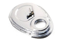 1955-95 CHEVY SMALL BLOCK 283-305-327-350-400 STEEL TIMING CHAIN COVER W- TIMING TAB - CHROME