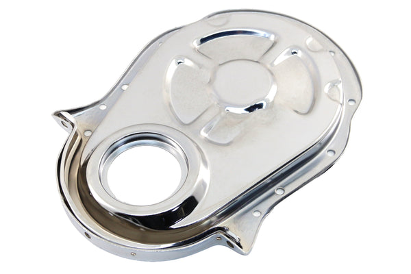 Chrome Steel Timing Chain Cover Set with Timing Tab – Chevy Big Block 396–454 (1966–1990)