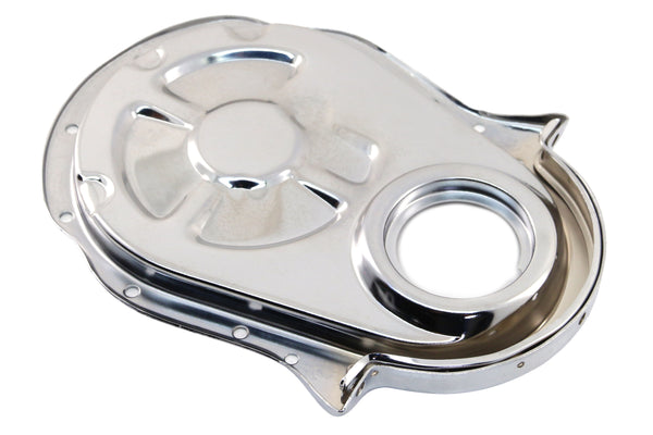 Chrome Steel Timing Chain Cover Set with Timing Tab – Chevy Big Block 396–454 (1966–1990)