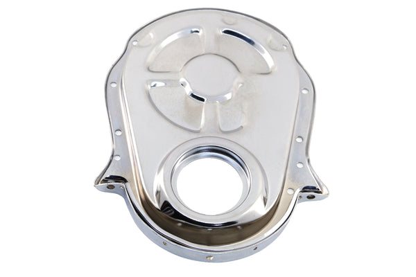 Chrome Steel Timing Chain Cover Set with Timing Tab – Chevy Big Block 396–454 (1966–1990)