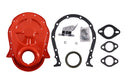 Painted Orange Steel Timing Chain Cover Set with Timing Tab – Chevy Big Block 396–454 (1966–1990)