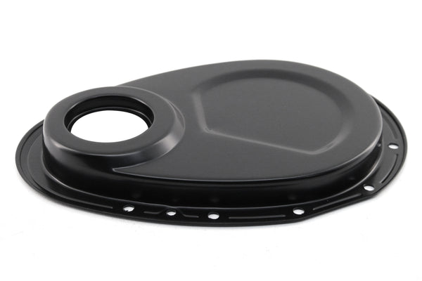 1955-65 CHEVY SMALL BLOCK 283-305-327-350-400 STEEL 2-PIECE TIMING CHAIN COVER SET - BLACK