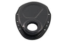 1955-65 CHEVY SMALL BLOCK 283-305-327-350-400 STEEL 2-PIECE TIMING CHAIN COVER SET - BLACK