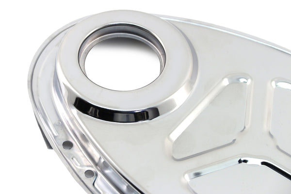 Steel Timing Chain Cover Kit for Roller Cam Fits 1955–1995 Chevy SBC 283–400 – Chrome