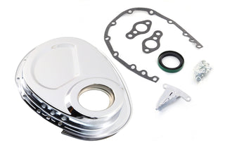 Steel Timing Chain Cover Set with Timing Tab Fits 1955–1995 Chevy SBC 283–400 – Chrome