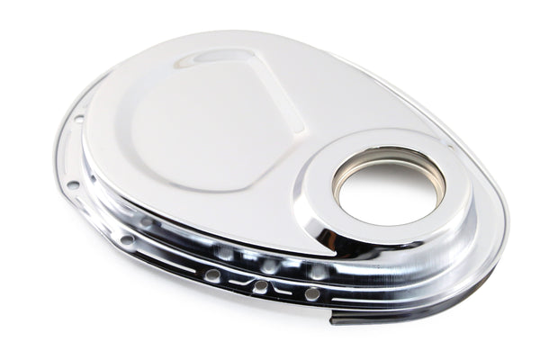 Steel Timing Chain Cover Set with Timing Tab Fits 1955–1995 Chevy SBC 283–400 – Chrome
