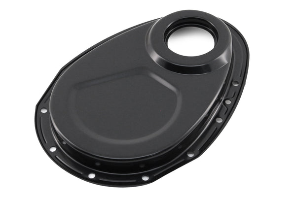 Steel Timing Chain Cover Set with Timing Tab Fits 1955–1995 Chevy SBC 283–400 – Black