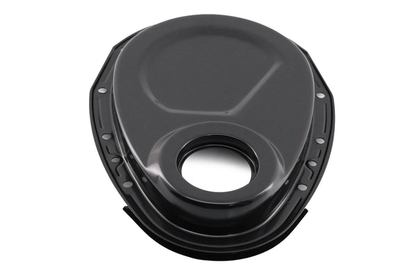 Steel Timing Chain Cover Set with Timing Tab Fits 1955–1995 Chevy SBC 283–400 – Black