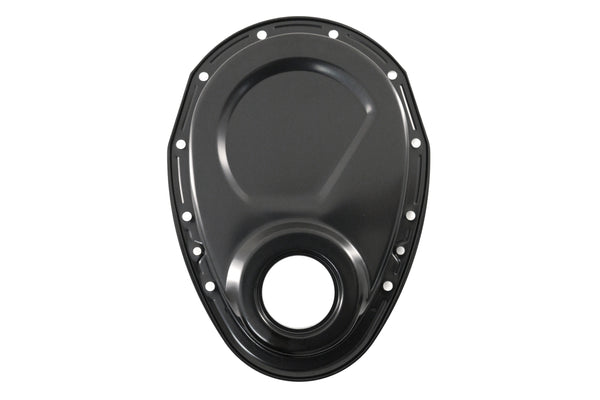 Steel Timing Chain Cover Set with Timing Tab Fits 1955–1995 Chevy SBC 283–400 – Black