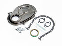 1966-90 CHEVY BIG BLOCK 396-402-427-454 STEEL TIMING CHAIN COVER SET W- TIMING TAB - BLACK CHROME