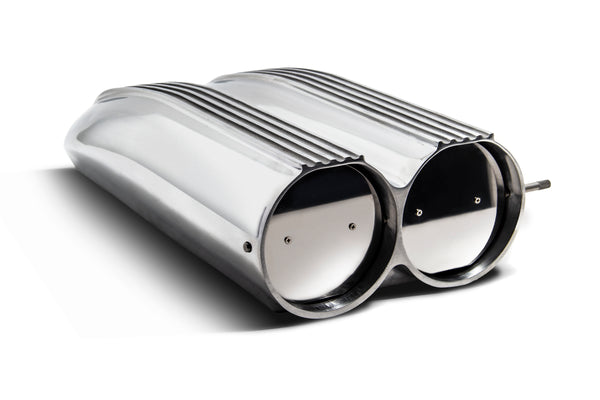 CHEVY-FORD-MOPAR SHOTGUN STYLE ALUMINUM DOUBLE SCOOP DUAL 4 BARREL - FINNED