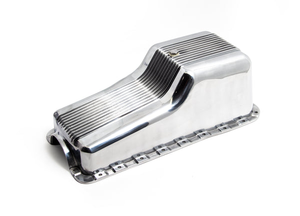 1962-82 FORD SMALL BLOCK 260-289-302 ALUMINUM STOCK CAPACITY OIL PAN - RETRO FINNED - CHROME