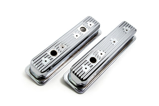 Steel Tall Valve Covers – Fits 1987–2000 Chevy/GMC 5.0L & 5.7L SBC – Center Bolt – Embossed – Chrome