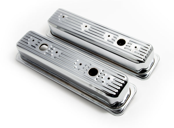 CFR STEEL 1987-00 CHEVY-GMC 5.0L & 5.7L CENTER BOLT TALL VALVE COVERS - CHROME