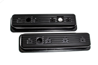 Steel Tall Valve Covers – Fits 1987–2000 Chevy/GMC 5.0L & 5.7L SBC – Center Bolt – Embossed – Black