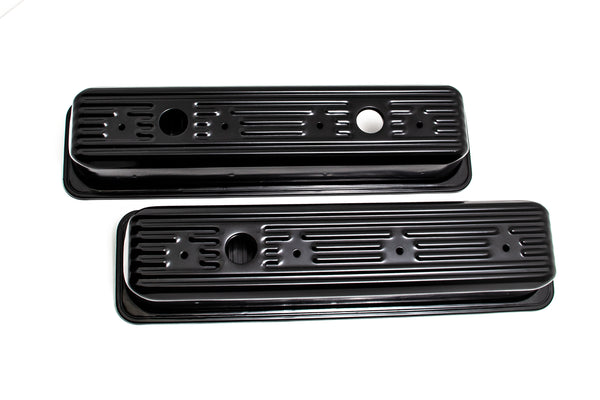 STEEL 1987-00 CHEVY-GMC 5.0L & 5.7L CENTER BOLT TALL VALVE COVERS - BLACK