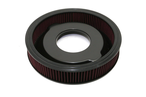 Steel 16" x 3" Dominator Air Cleaner Kit with Washable Red Cotton Filter - Black Fits Chevy / Ford / Mopar Applications