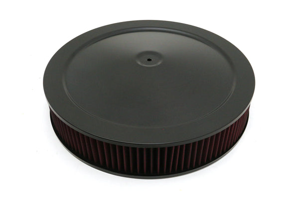 Steel 16" x 3" Dominator Air Cleaner Kit with Washable Red Cotton Filter - Black Fits Chevy / Ford / Mopar Applications