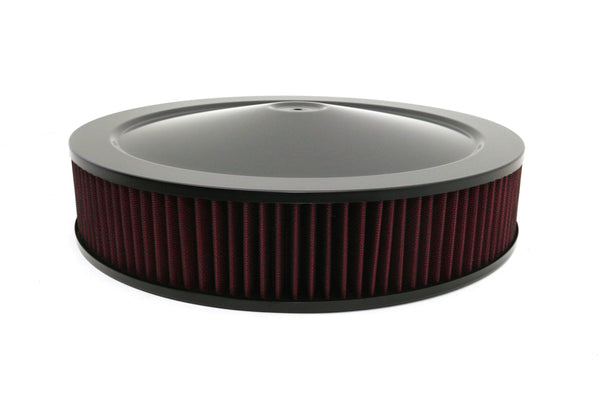 Steel 16" x 3" Dominator Air Cleaner Kit with Washable Red Cotton Filter - Black Fits Chevy / Ford / Mopar Applications