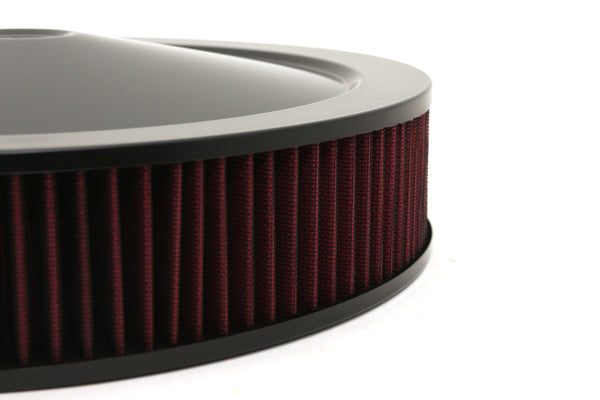 Steel 16" x 3" Dominator Air Cleaner Kit with Washable Red Cotton Filter - Black Fits Chevy / Ford / Mopar Applications
