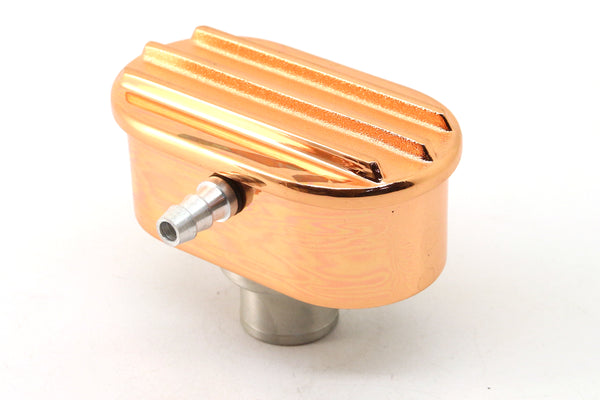 CHEVY-FORD-MOPAR BILLET ALUMINUM BREATHER W- TUBE - FINNED - COPPER