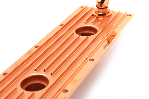 ALUMINUM LM7, LQ4, LQ9 4.8L, 5.3L, 6.0L LS SERIES ENGINE VALLEY PLATE OIL FILLER HOLE FOR KNOCK SENSOR - COPPER