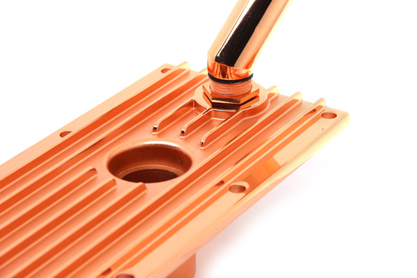 ALUMINUM LM7, LQ4, LQ9 4.8L, 5.3L, 6.0L LS SERIES ENGINE VALLEY PLATE OIL FILLER HOLE FOR KNOCK SENSOR - COPPER