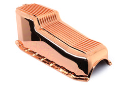1980-85 CHEVY SMALL BLOCK 267-283-305-327-350 ALUMINUM STOCK CAPACITY OIL PAN - RETRO FINNED - COPPER