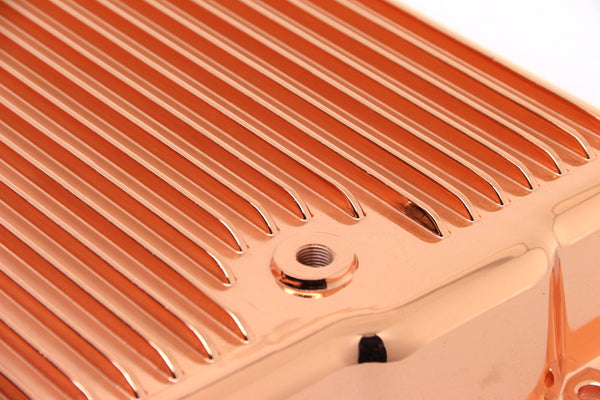 CHEVY-GM 700R4-4L60E-4L65E ALUMINUM TRANSMISSION PAN KIT FINNED - COPPER