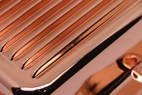 CHEVY-GM 700R4-4L60E-4L65E ALUMINUM TRANSMISSION PAN KIT FINNED - COPPER