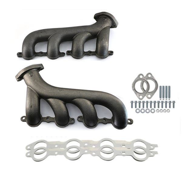 Cast Iron Exhaust Manifolds Fits 2002–2012 Chevy LS – Driver & Passenger – 2.25" Outlet – Raw