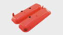 Steel OEM‑Style Short Valve Covers Fits 1965–1972 Chevy BB 396‑427‑454 – Recessed Corner – 1–2 Holes – Orange