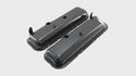 Steel OEM‑Style Short Valve Covers Fits 1965–1972 Chevy BB 396‑427‑454 – Recessed Corner – 1–2 Holes – Black (With Dripper Rails)