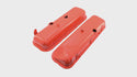 Steel OEM‑Style Tall Valve Covers Fits 1965–1972 Chevy BB 396‑427‑454 – Recessed Corner – 1–2 Holes – Orange