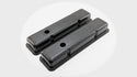 Steel Valve Covers for 1958–1986 Chevy Small Block 283-305-327-350 – Short Style – Stamped 350 Logo with Ball Mill – Black